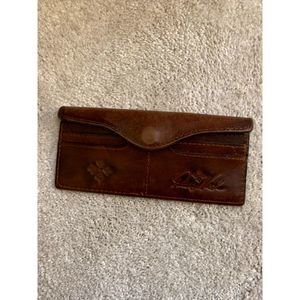 Patricia Nash Brown Leather Wallet Flat Distressed Worn Leather Snap Closure